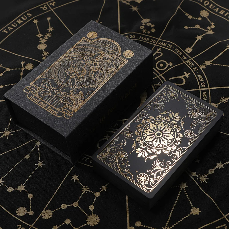Cartas de tarô clássicas em PVC preto