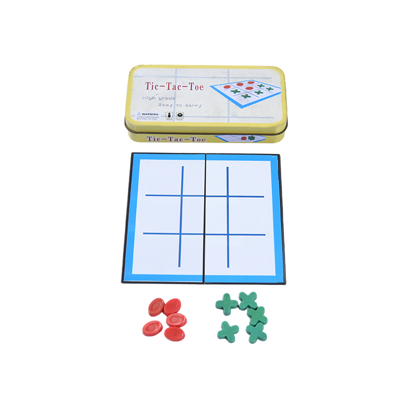 Conjunto clássico portátil Tic-Tac-Toe com caixa de armazenamento de metal