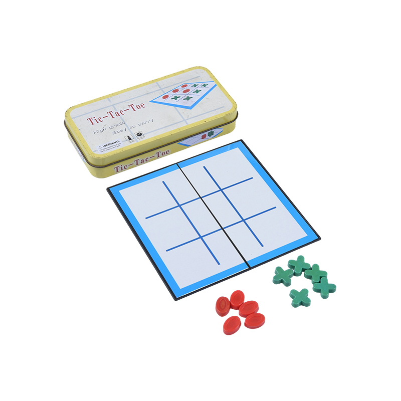 Conjunto clássico portátil Tic-Tac-Toe com caixa de armazenamento de metal