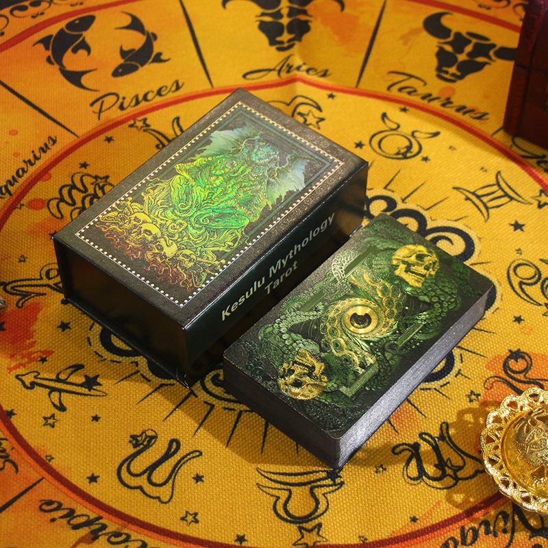 Edição Mística Verde e Ouro - Cartas de Tarô da Mitologia Kesulu