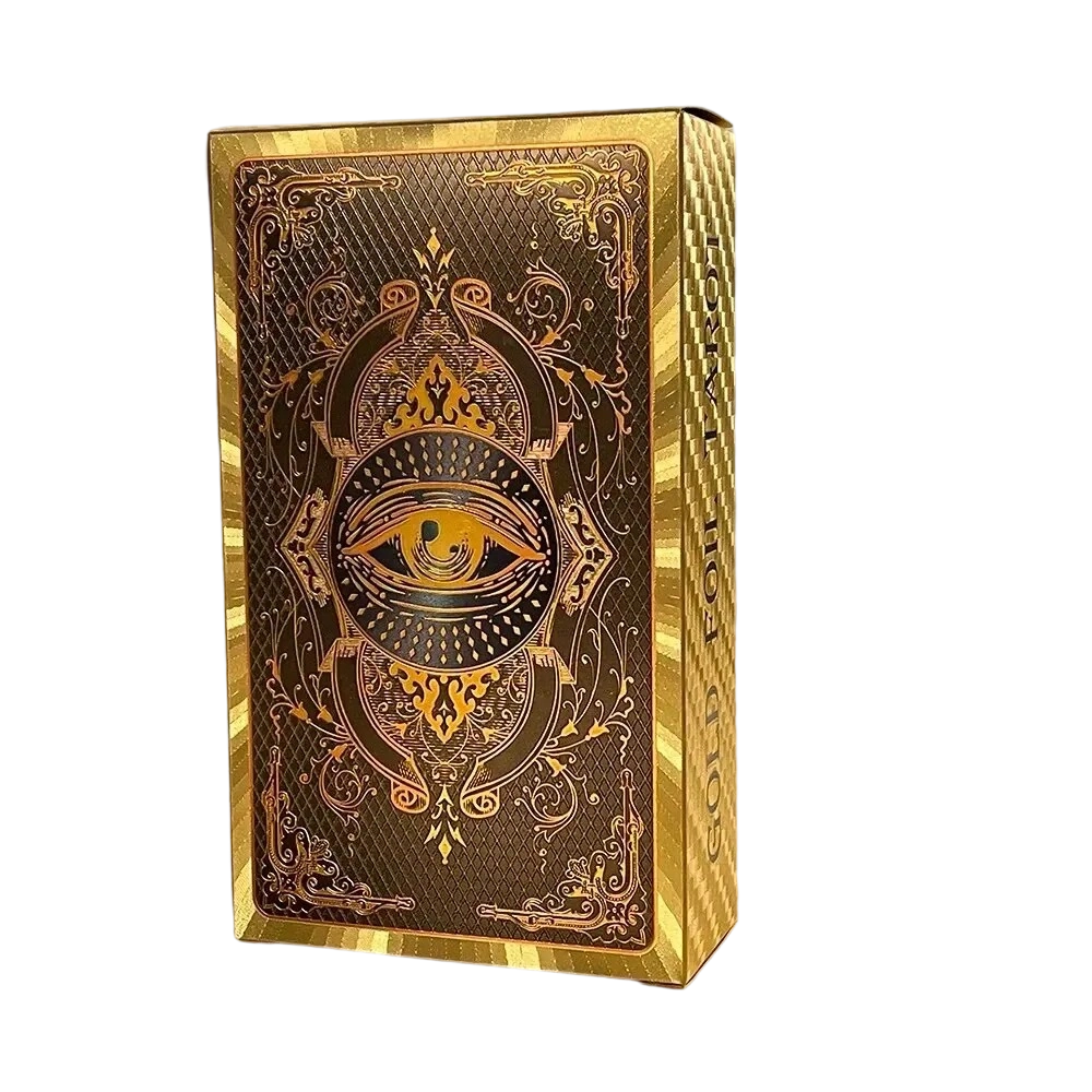 Conjunto de cartas de tarô premium em folha de ouro