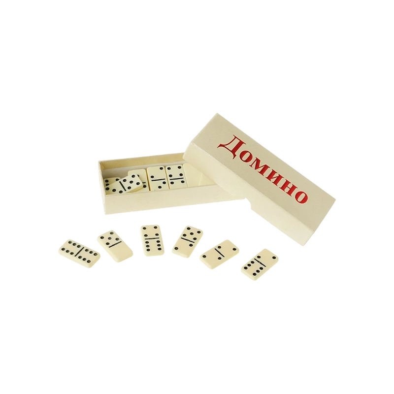 Conjunto tradicional de dominó duplo-seis com acabamento marfim