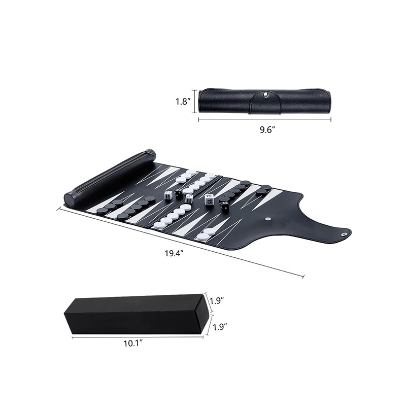 Conjunto de gamão dobrável em couro - elegância portátil para jogos em movimento