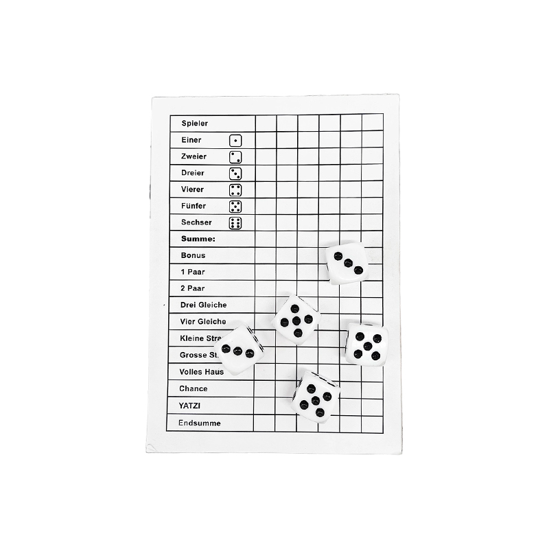 Conjunto de placar clássico YATZY Essentials para jogos de dados