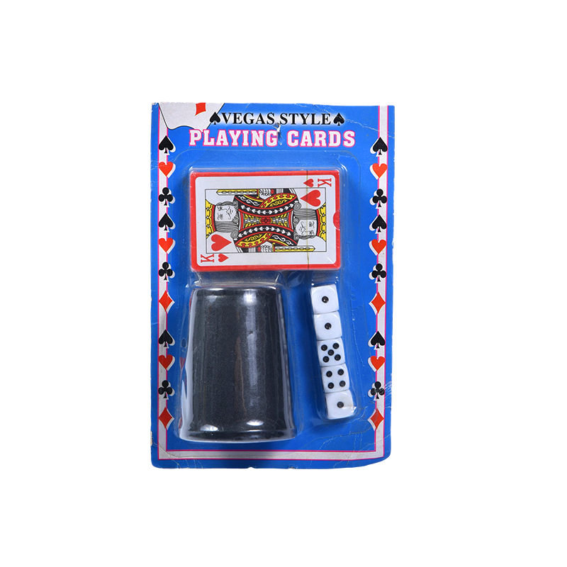 Conjunto de cartas de jogar estilo Vegas com dados e porta-cartões