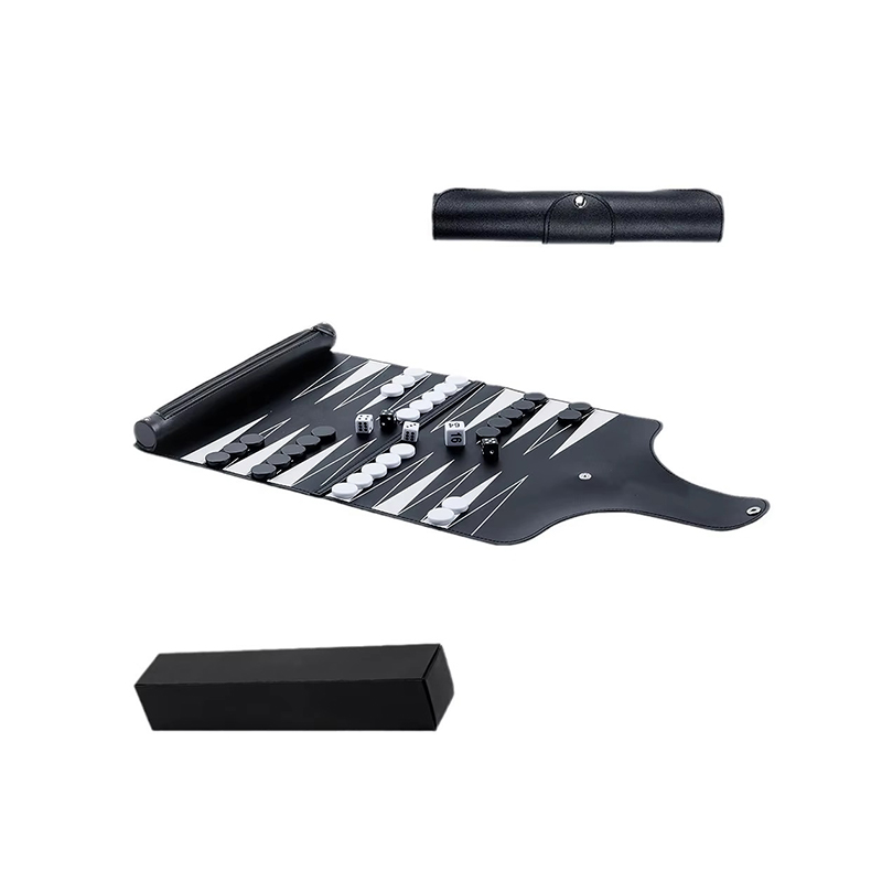 Conjunto de gamão dobrável em couro - elegância portátil para jogos em movimento