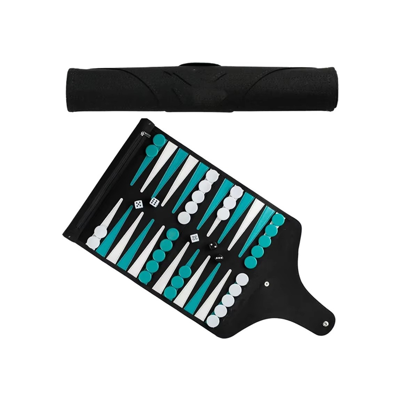 Conjunto de gamão dobrável em couro - elegância portátil para jogos em movimento