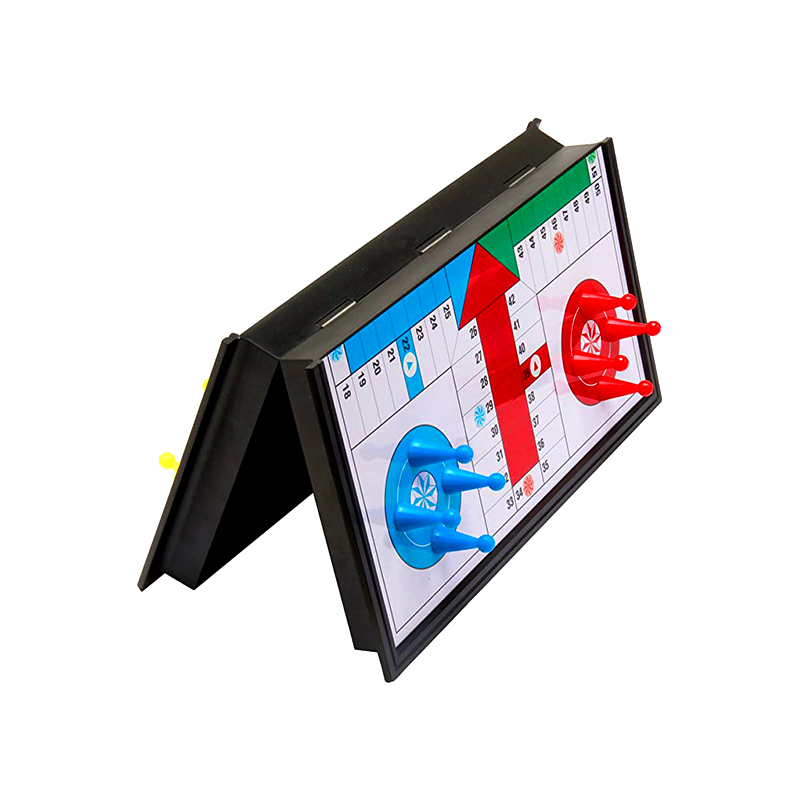 Jogo de tabuleiro magnético portátil com dados e peças conjunto clássico de jogo Ludo
