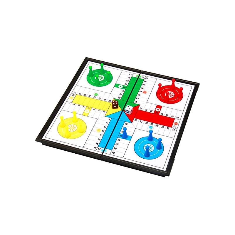 Jogo de tabuleiro magnético portátil com dados e peças conjunto clássico de jogo Ludo
