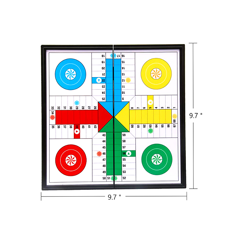 Jogo de tabuleiro magnético portátil com dados e peças conjunto clássico de jogo Ludo