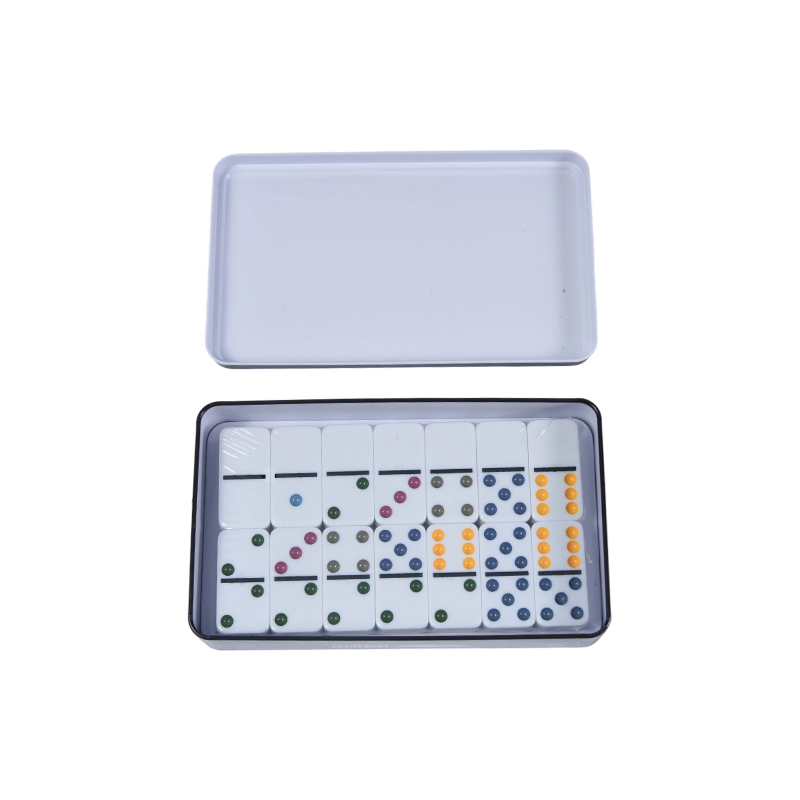 Conjunto competitivo profissional - Conjunto de caixa de ferro com dominó de pontos coloridos duplos e seis