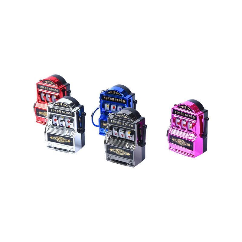 Chaveiros em miniatura para máquinas de jogos de metal – conjunto de cinco cores vibrantes