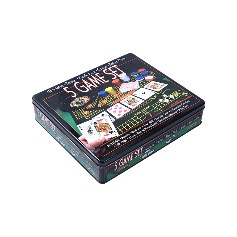 Conjunto de jogos de cassino 5 em 1 de lata de metal