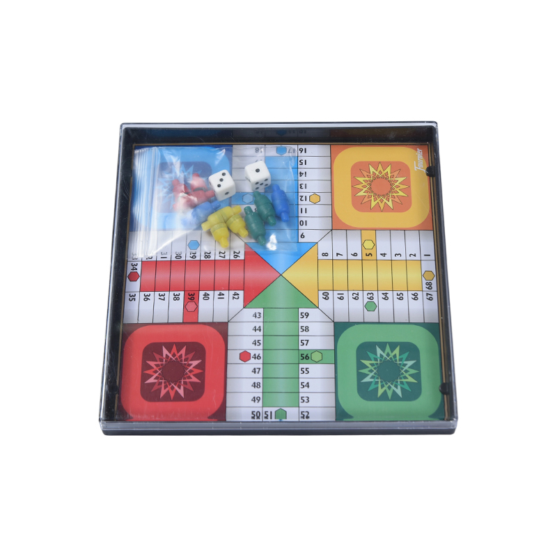 Jogo de Ludo Clássico em Caixa de Acrílico Transparente