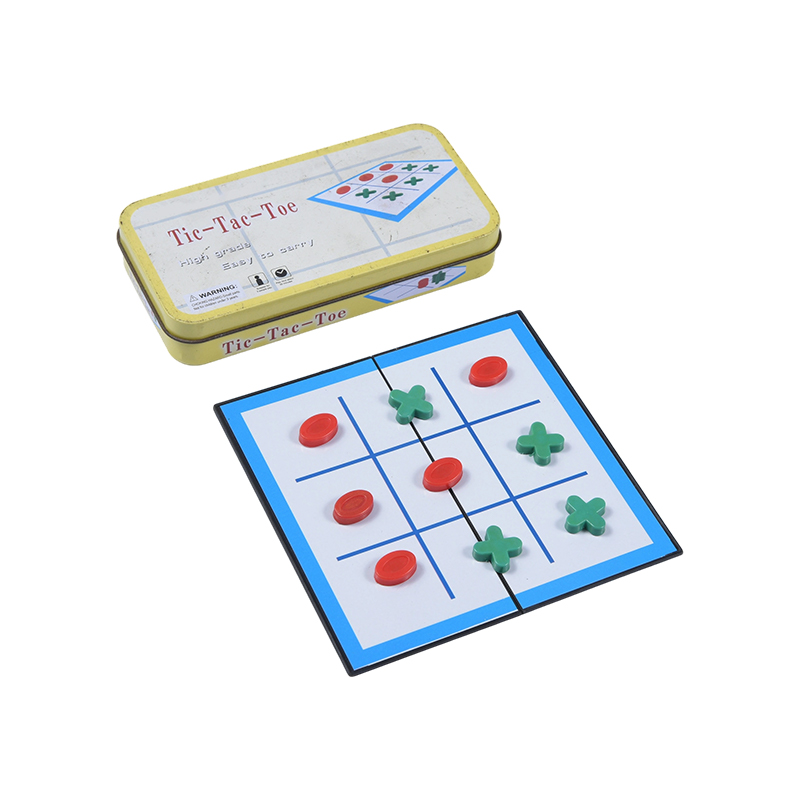 Jogo Tic-Tac-Toe portátil de lata de metal amarelo