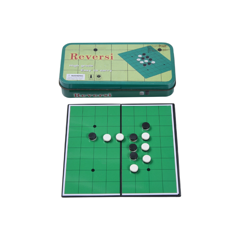 Caixa de lata de metal verde portátil Reversi (Otelo) Jogo