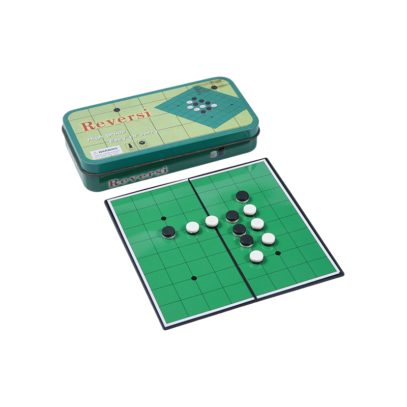 Caixa de lata de metal verde portátil Reversi (Otelo) Jogo