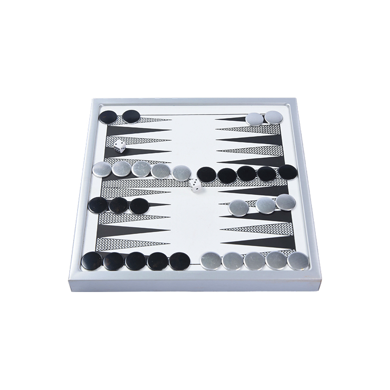 Conjunto de gamão de alumínio premium - edição de mesa moderna