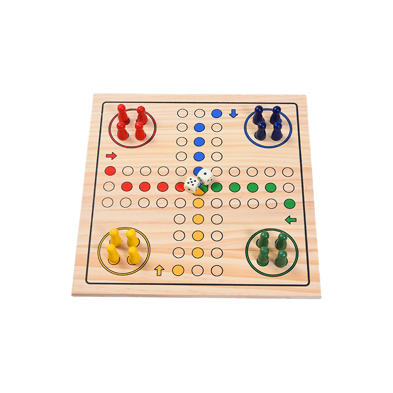 Jogo de tabuleiro de madeira clássico LUDO Family Entertainment Edition