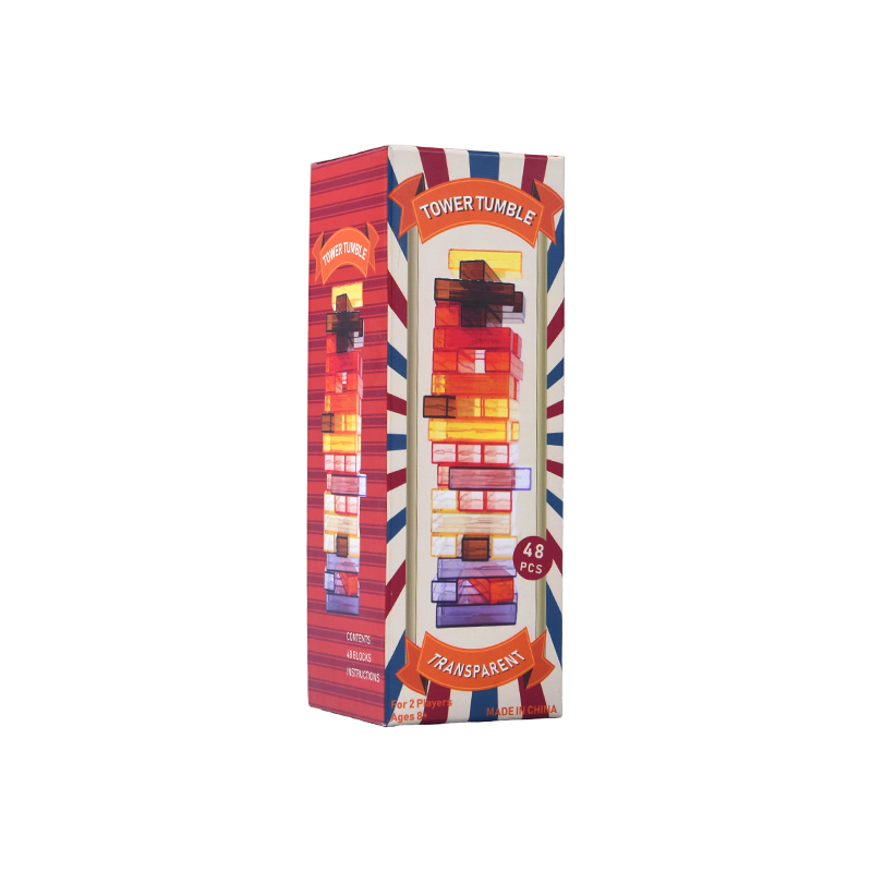 Jogo de queda de torre transparente de desafio de empilhamento de cores de 48 peças