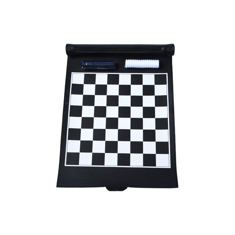 Conjunto de jogos de damas PU portátil com bolsa de armazenamento