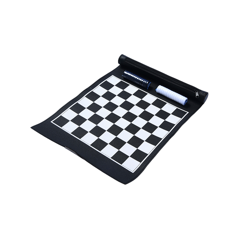 Conjunto de jogos de damas PU portátil com bolsa de armazenamento