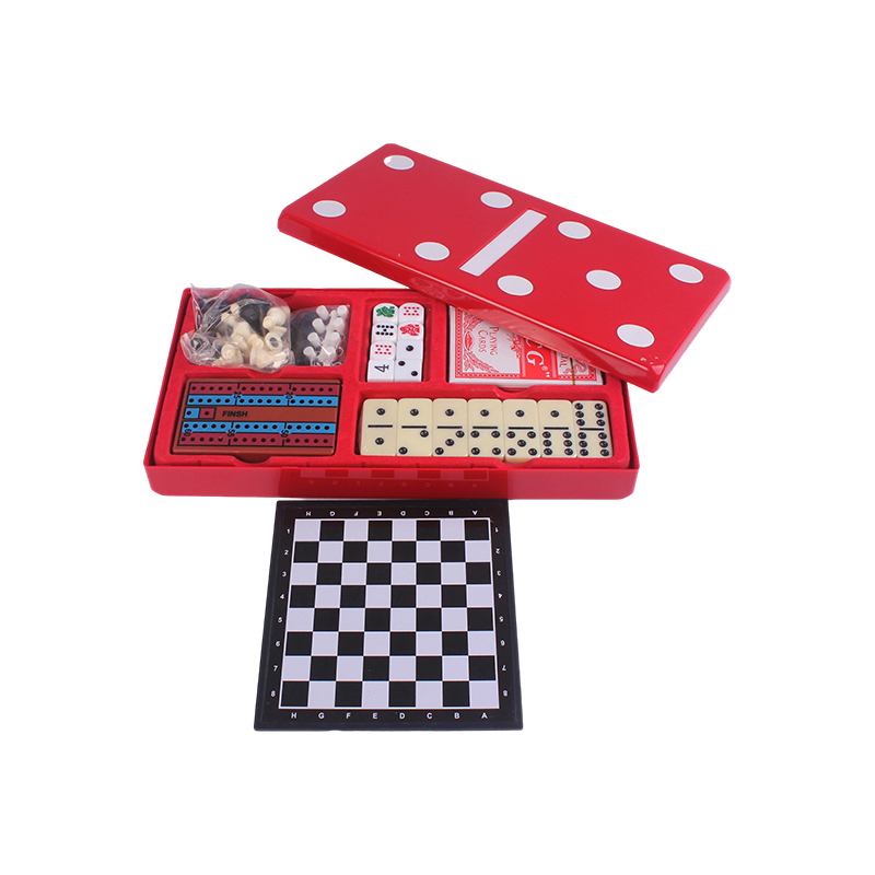 Red Polka-Dot Edition - Conjunto clássico de combinação de dominó e cribbage
