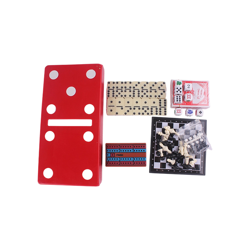 Red Polka-Dot Edition - Conjunto clássico de combinação de dominó e cribbage