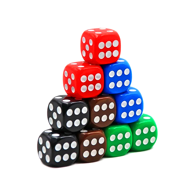Conjunto de dados variados coloridos de 100 peças em 10 cores vibrantes