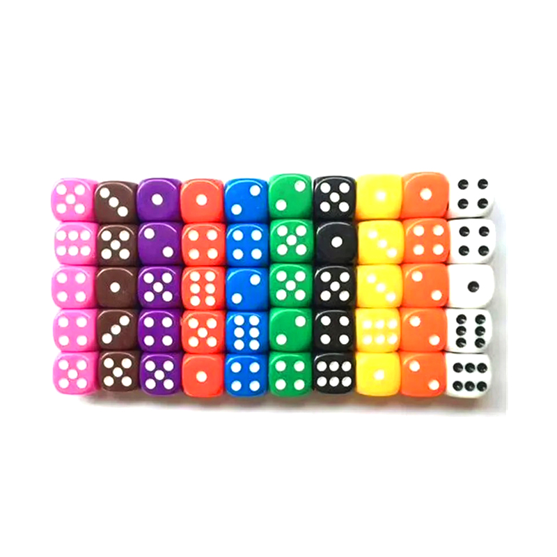 Conjunto de dados variados coloridos de 100 peças em 10 cores vibrantes