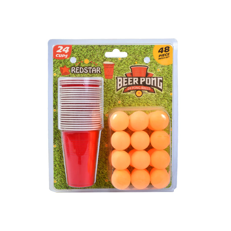 Conjunto Redstar Beer Pong - 24 xícaras e 24 bolas de Pong (Mega conjunto de 48 peças)