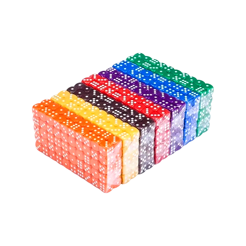 Conjunto de dados variados coloridos de 100 peças em 10 cores vibrantes