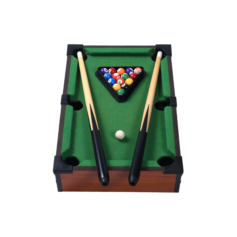 Mini mesa de sinuca de mesa - conjunto compacto de bilhar com rack triangular, tacos e bolas