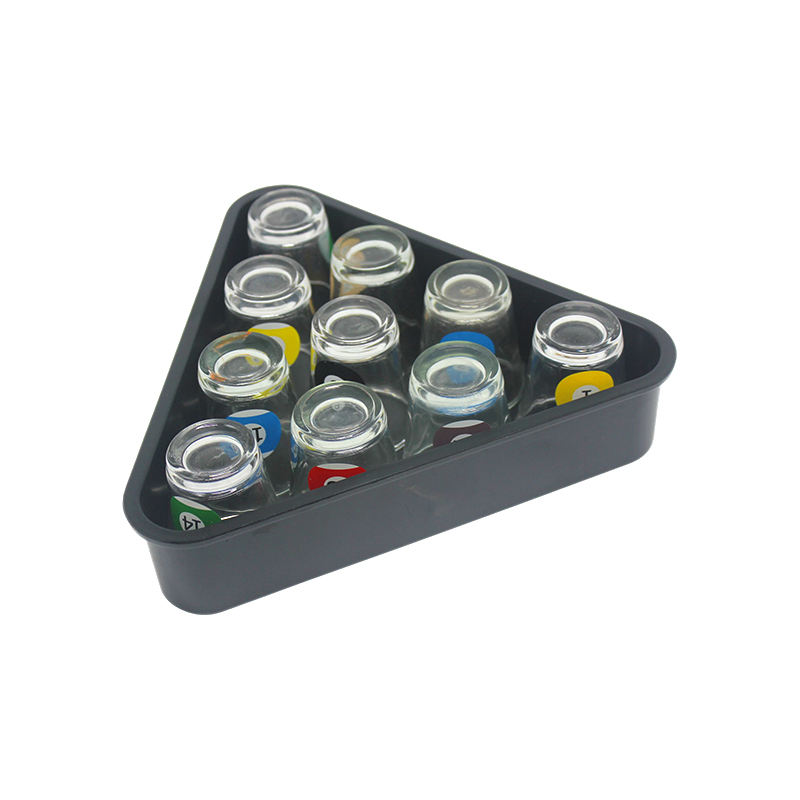 10 copos com números de bolas de bilhar, conjunto de copos com tema de piscina e suporte triangular